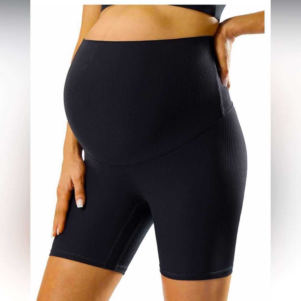 Poshdivah Ribbed Maternity Biker Shorts Small